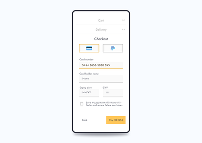 Credit card checkout 002 card cardnumber checkout dailui002 dailyui figma orange paiment phonecard