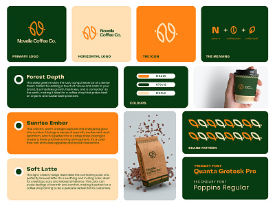 Brand Logo Guideline for a Coffee Company bento brand branding coffee design graphic design green guideline logo logo design orange presentation sun typography