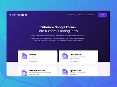 Form Facade branding formbuilder juhomi landingpage pricingpage product ui ux website