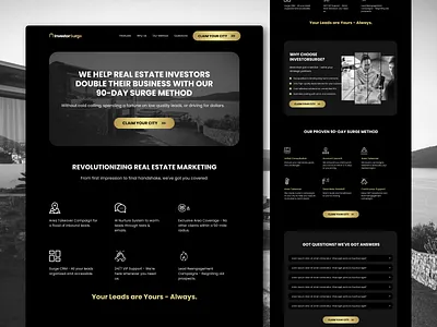 Investor Surge Real Estate Marketing Landing Page design landing page minimal real estate ui ui design uiux ux design webdesign