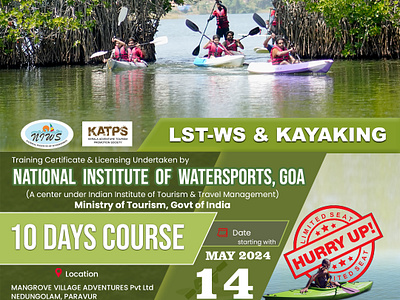 LST-WS & KAYAKING | National institute of watersports | Poster course poster creatives design flyer graphic design katps kayaking kayaking course kayaking training lst lst ws niws niws poster poster poster design social media poster watersports