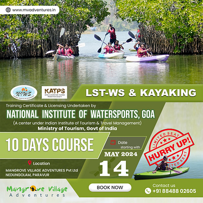 LST-WS & KAYAKING | National institute of watersports | Poster course poster creatives design flyer graphic design katps kayaking kayaking course kayaking training lst lst ws niws niws poster poster poster design social media poster watersports