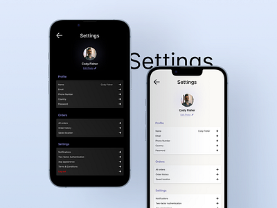Settings Screen (Mobile app) dark design light mobileapp settings ui uiux