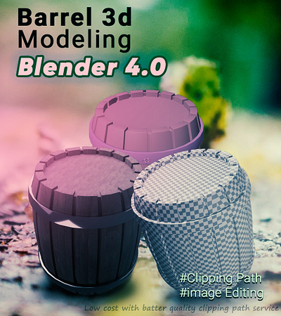 3d Modeling Barrel blender 4.0 Reference image (Google) 3d 3d product design visualization animation blender 4.0 clipping path graphic design modeling motion graphics photoshop ui