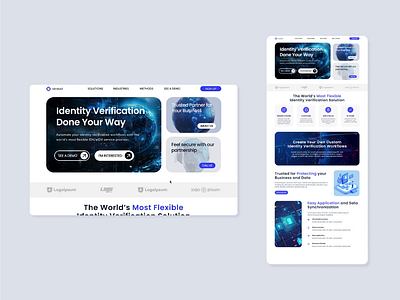 Animated Identity Verification Landing Page bento blue home page landing page minimal security tech ui ux verification web web design website