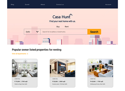 Casa Hunt - Apartment Hunting landing page apartment apartment huntinh dailyui design inspiration landing page ui