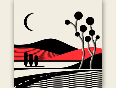 Road Trip abstract black design geometric illustration messymod red surrealism