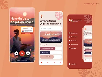 Yoga and Meditation Mobile App 2024 app branding clean dashboard design illustration logo meditation minimal mobile motion design music onboarding product design profile trending ui ux yoga