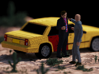 VoxStories #23 - Better Call Saul better call saul breaking bad concept concept art diorama isometric jessie pinkman magicvoxel saul goodman ui voxel voxels walter white