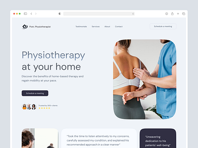 Physiotherapy at home blue gray health healthcare hero home homepage physiotherapy webdesign website website design white