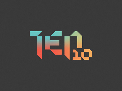 Ten10 0 1 10 ampersandrew bacon branding gradient lettering logo mark number retro ten typography
