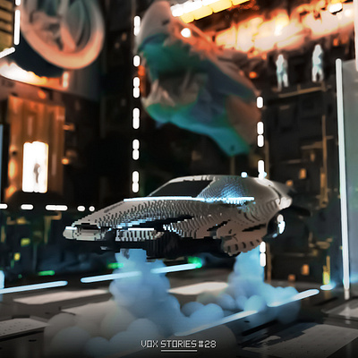 VoxStories #28 - Beyond Barriers concept art cyberpunk cyborg digital art diorama dystopia environment game art isometric magicavoxel ui voxel voxels