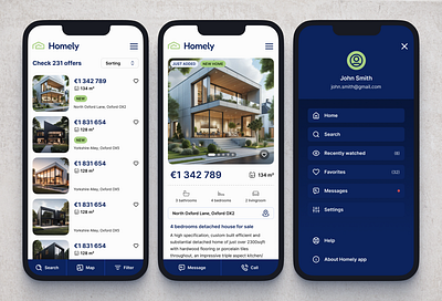 Homely - real estate app house housing mobile mobile app mobile application product design protoyping real estate ui design ux design