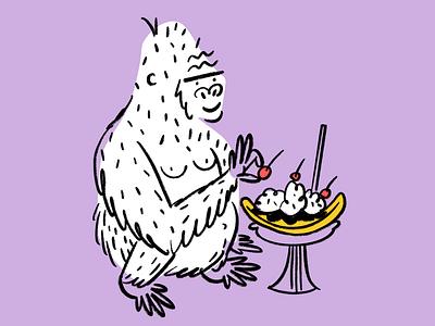 An evolved ape always chooses the cherry 🍒 ape banana split design doodle funny illo illustration lol monkey sketch