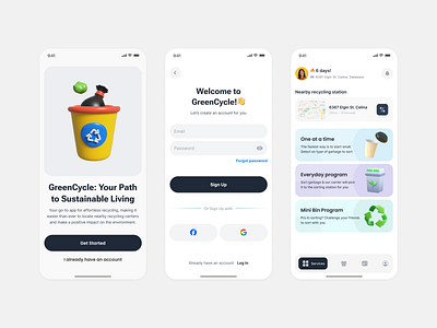 Recycle App app design illustration mobile mobile app recycling sustainable ui ux
