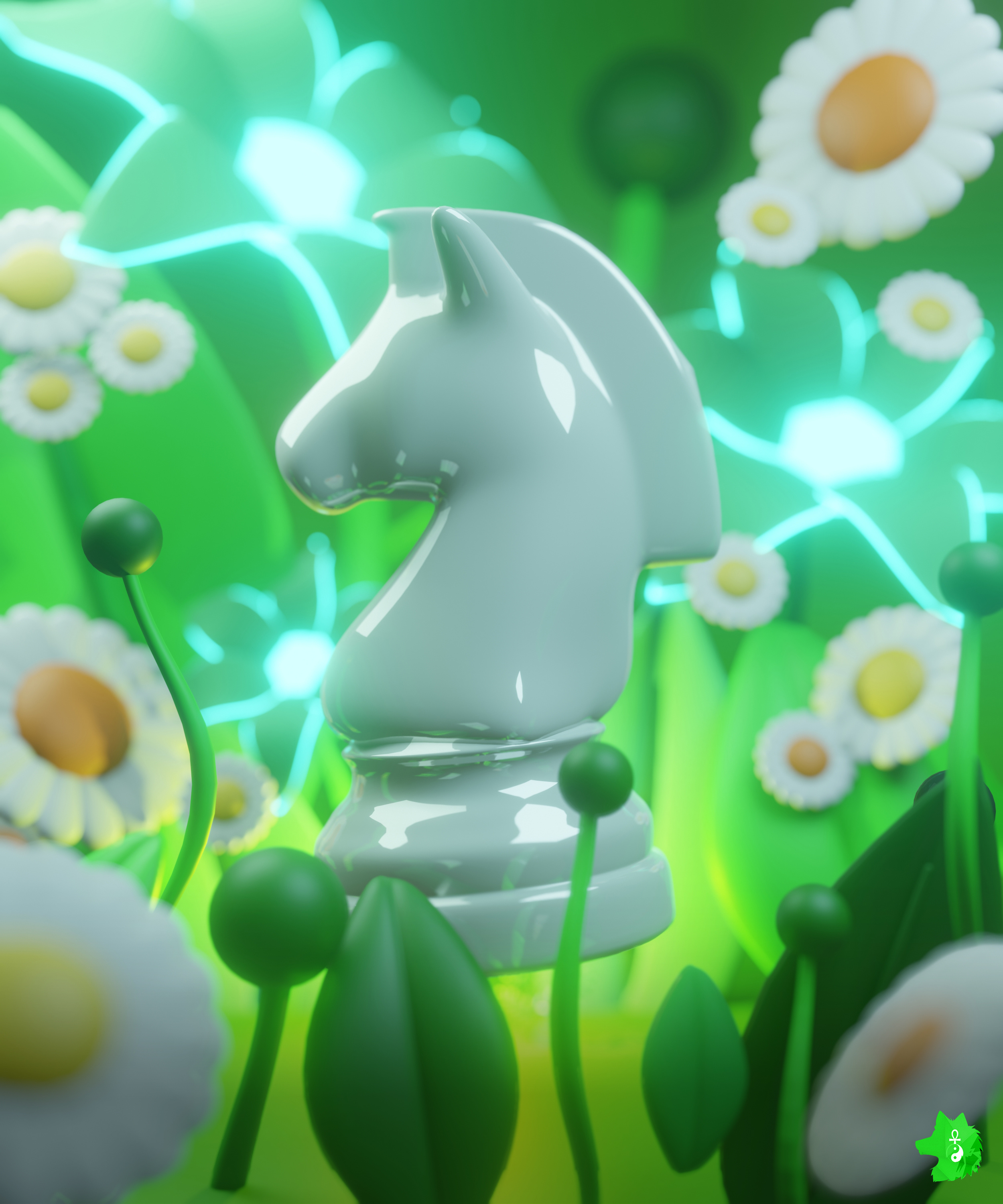 Your Move. 3d blender branding chess magic mushrooms mystical photoshop theme