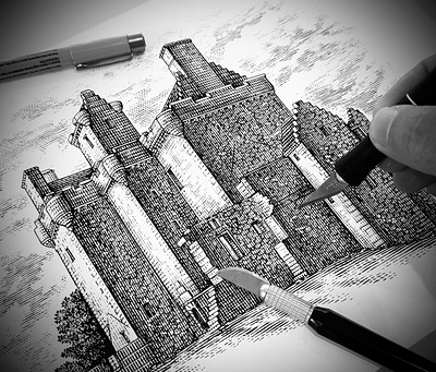 Steven Noble Scratchboard Illustration Collection III architecture artwork branding design drawing engraving etching illustration landscape line art scratchboard steven noble woodcut