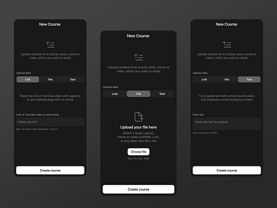 Subtlex – User Content Upload Form app form learn language mobile app study language ui upload form ux web app