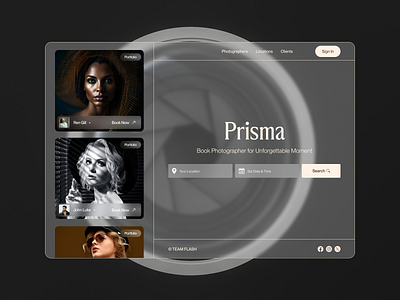 Prisma - A Photographer Finder Website landing page photographer photography ui uiux design