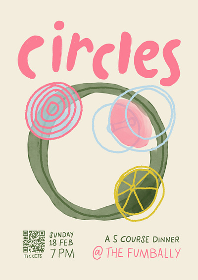 Circles Dinner Poster adobe fresco branding digital illustration dinner food hand lettering illustration poster wine