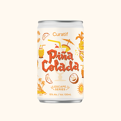 Pina Colada // 130mL Can illustration labels lettering