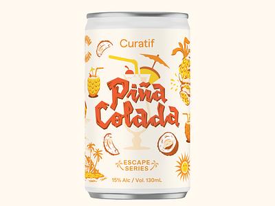 Pina Colada // 130mL Can illustration labels lettering