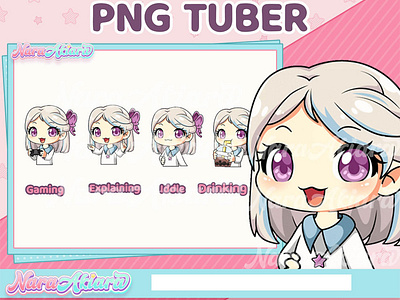 Redefines Your Live Streaming with Chibi Grey Hair Girl PNGTuber characterdesign chibiart customavatar cuteanime digitalart highqualityart onlinecreators streamers virtualavatar virtualpersona vtubermodel