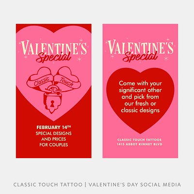 Classic Touch Tattoo | Social Media branding graphic design heart instagram logo love retro tattoo valentine valentines day vintage visual identity