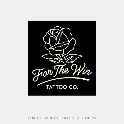 For The Win Tattoo Co. | Sticker branding graphic design logo retro rose stationary stationery tattoo vintage visual identity