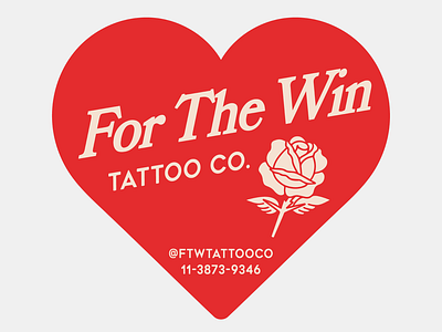 For The Win Tattoo Co. | Sticker branding graphic design heart illustration logo love retro rose stationary stationery tattoo valentine vintage visual identity