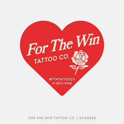 For The Win Tattoo Co. | Sticker branding graphic design heart illustration logo love retro rose stationary stationery tattoo valentine vintage visual identity