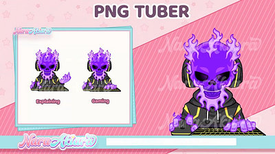 Dark Purple Fire Skull for Streamers animeart artcommission characterdesign customexpressions digitaldesign pngtuber virtualyoutuber vtuberassets vtubercommunity vtubercustomization