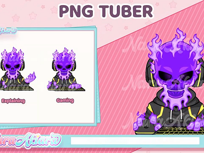 Dark Purple Fire Skull for Streamers animeart artcommission characterdesign customexpressions digitaldesign pngtuber virtualyoutuber vtuberassets vtubercommunity vtubercustomization