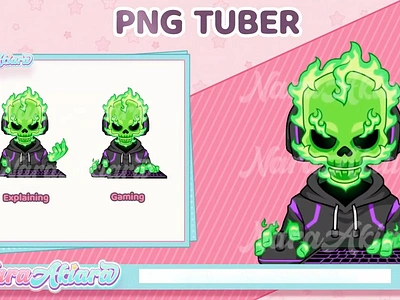 Fire Skull PNG Tuber for Attracting Your Streaming animeart characterdesign creativedesigns customexpressions digitaldesign highqualityassets pngtuber twitch uniquevtuber vtuberassets vtubercommunity