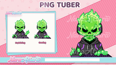 Fire Skull PNG Tuber for Attracting Your Streaming animeart characterdesign creativedesigns customexpressions digitaldesign highqualityassets pngtuber twitch uniquevtuber vtuberassets vtubercommunity