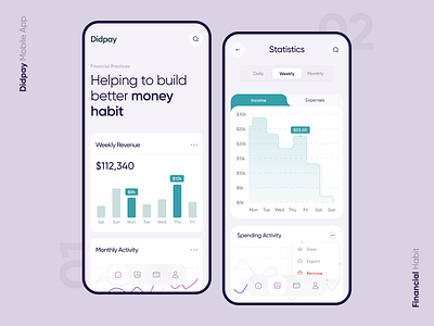 Didpay Mobile Application android app bank clean finance ios app layout management minimal mobile app money payment simple ui ux