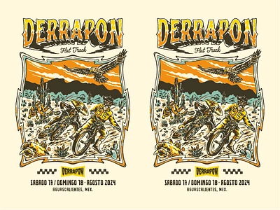 DERRAPON FLYER cartel design flat track graphic design illustration lettering letters mariachi motorcycle motorcycle races poster racing type vintage