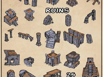 Isometric Ruins Custom Colorable (Oldschool Style) art colorable creative custom design illus illustration isometric old oldschool ruin ruins