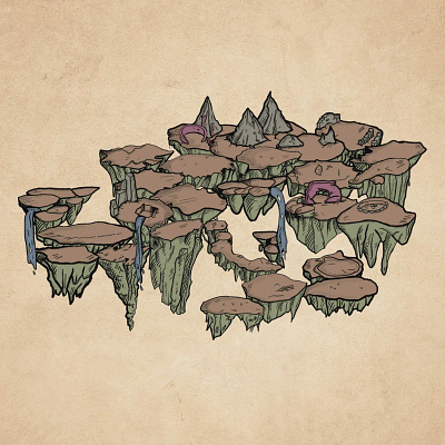 Custom Colorable Floating Islands (Oldschool Isometric) art colorable creative custom floating floatingisland game gameitem illustration isometric