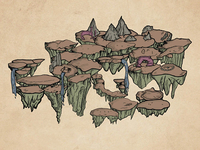 Custom Colorable Floating Islands (Oldschool Isometric) art colorable creative custom floating floatingisland game gameitem illustration isometric