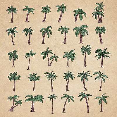 Custom Colorable Palms colorable creative custom design game build graphic design illustration isometric oldschool pack palm palms palms threes threes