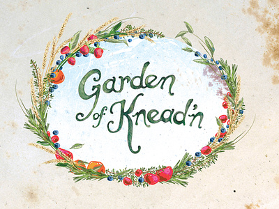 Garden of Knead'n Logo Design branding design digital drawing drawing logo pencil watercolor