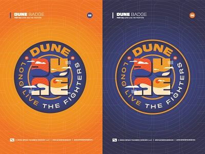 DUNE TWO | BADGE DESIGN badge cinema design drawing dribbble dune dunes environment fighters ii illustration landscape movie part series texture two type typography warm up