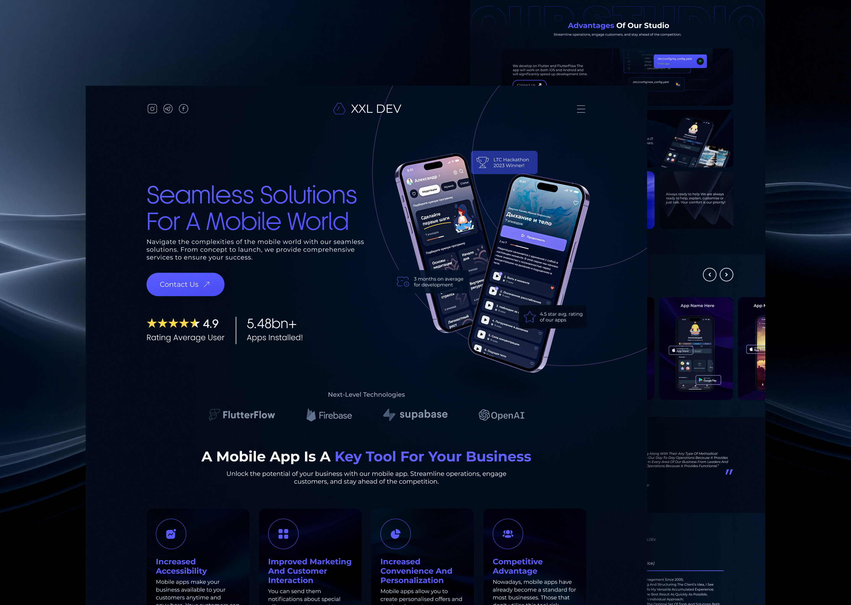 Example of Dark Website Landing Page UI/UX Design