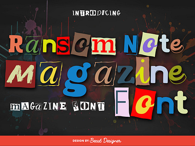 Ransom Note Magazine Font by Beast Designer collage font collageart cutout letters font fonts magazine font newspaper font old school font ransom letter style ransom note rap mv torn vintage font