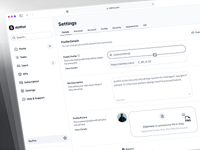 slothUI - World's Laziest Design System - Account Settings UIUX account dashboard account settings ui account ui black and white clean ui dashboard design dashboard ui design system figma design system gradient ui minimal ui modern ui profile dashboard profile settings ui settings dashboard settings ui simple ui slothui ui design ui kit