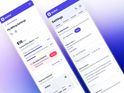 slothUI - World's Laziest Design System - Settings Mobile UIUX account settings account settings mobile account settings ui billing settings clean design system gradient ui minimal mobile app modern ui profile settings profile settings mobiel profile settings ui purple settings mobile settings screen settings ui soft ui ui design ui kit