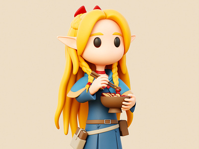 Marcille Donato ~ Dungeon Meshi 3d 3d anime 3d artwork 3d character 3d fanart 3d illustration 3d rendering anime anime art artwork blender blender 3d blender art character cute art dungeon meshi fan art illustration low poly rendering