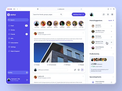 slothUI: World's Laziest Design System - Social Network App UIUX clean dashboard dashboard design dashboard ui design system minimal post card ui post ui purple simple slothui social media social media app social media dashboard social media post social media ui soft ui ui ui design ui kit