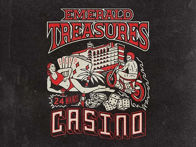 Emerald Treasures - Illustration for T-shirt angonmangsa badges branding casino design dice graphic design graphicdesign hand drawn harley illustration logo mc merch merchandise palm poker streetwear t shirt tees